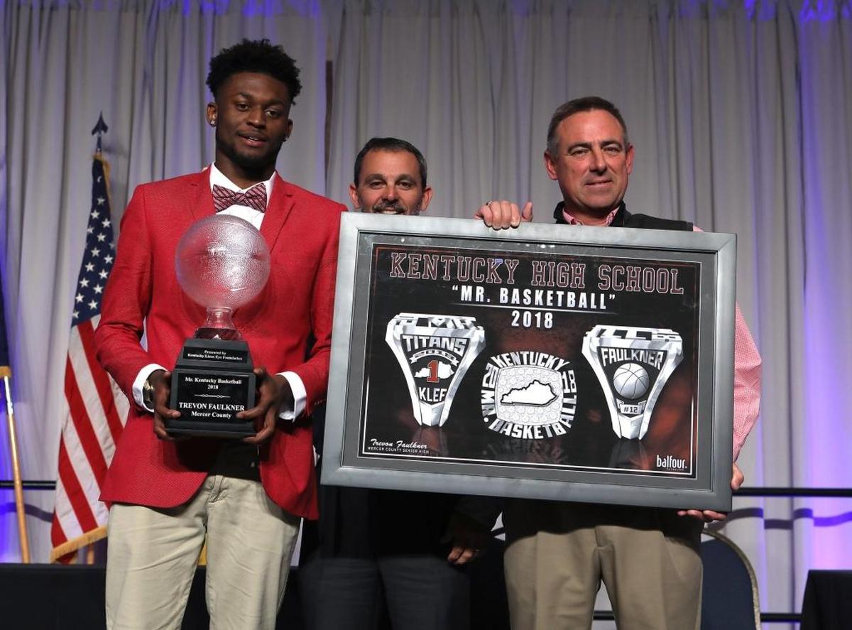 Mercer County star Trevon Faulkner, left, was named the 2018 Mr. Kentucky Basketball.