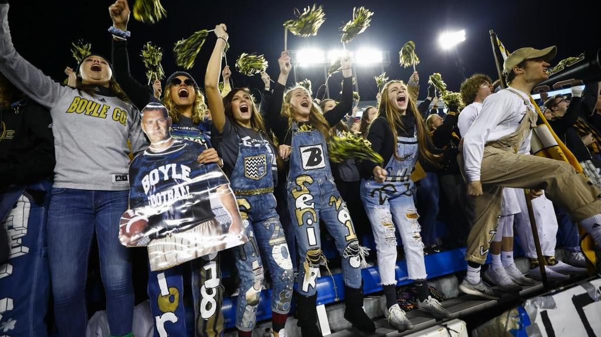 Boyle County fans cheered during the Class 3A state championship game against Corbin at Kroger Field in Lexington last December.