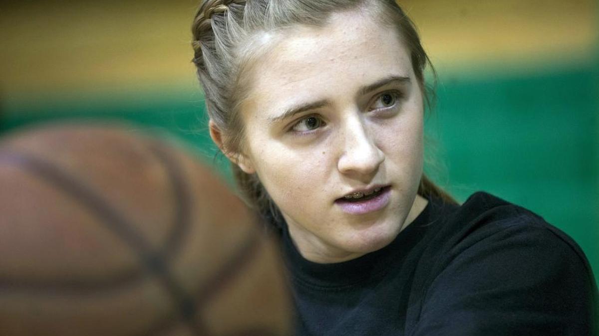 Jenkins High School senior and state leading basketball scorer Whitney Creech talks about signing with Western Kentucky University Monday, December 14, 2015 before a game in Jenkins, Ky.