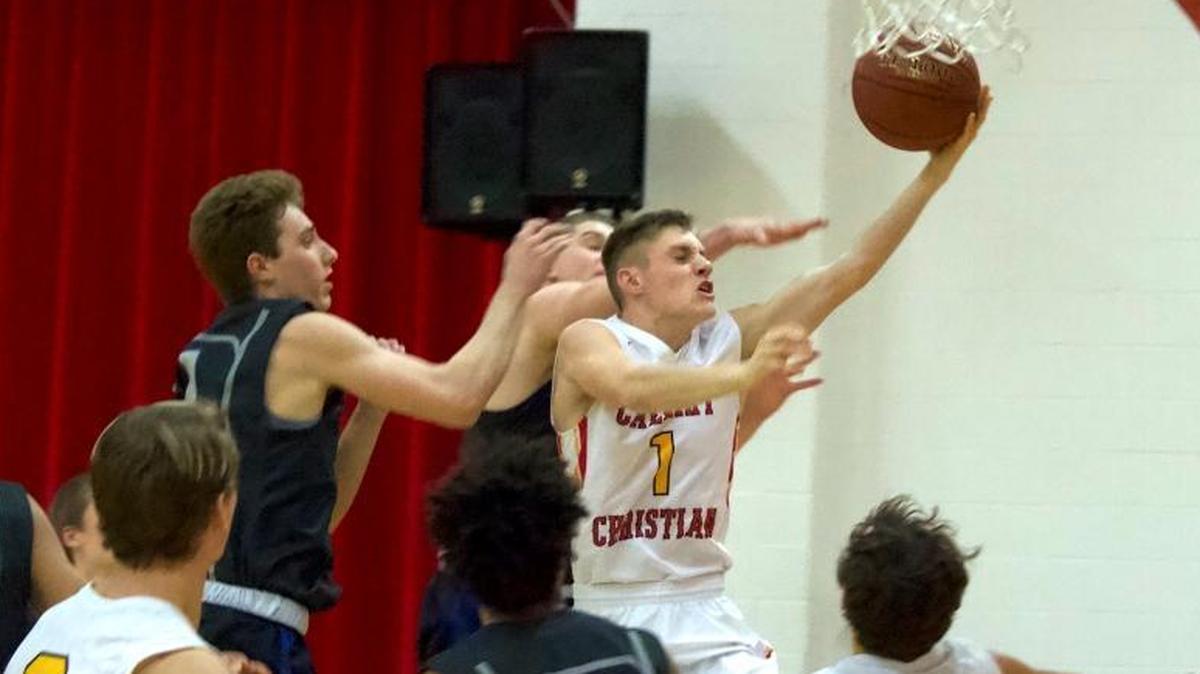 Calvary Christian sophomore Mason Rusch (1) was averaging 26.9 points at the end of January 2018, double his average as a freshman.