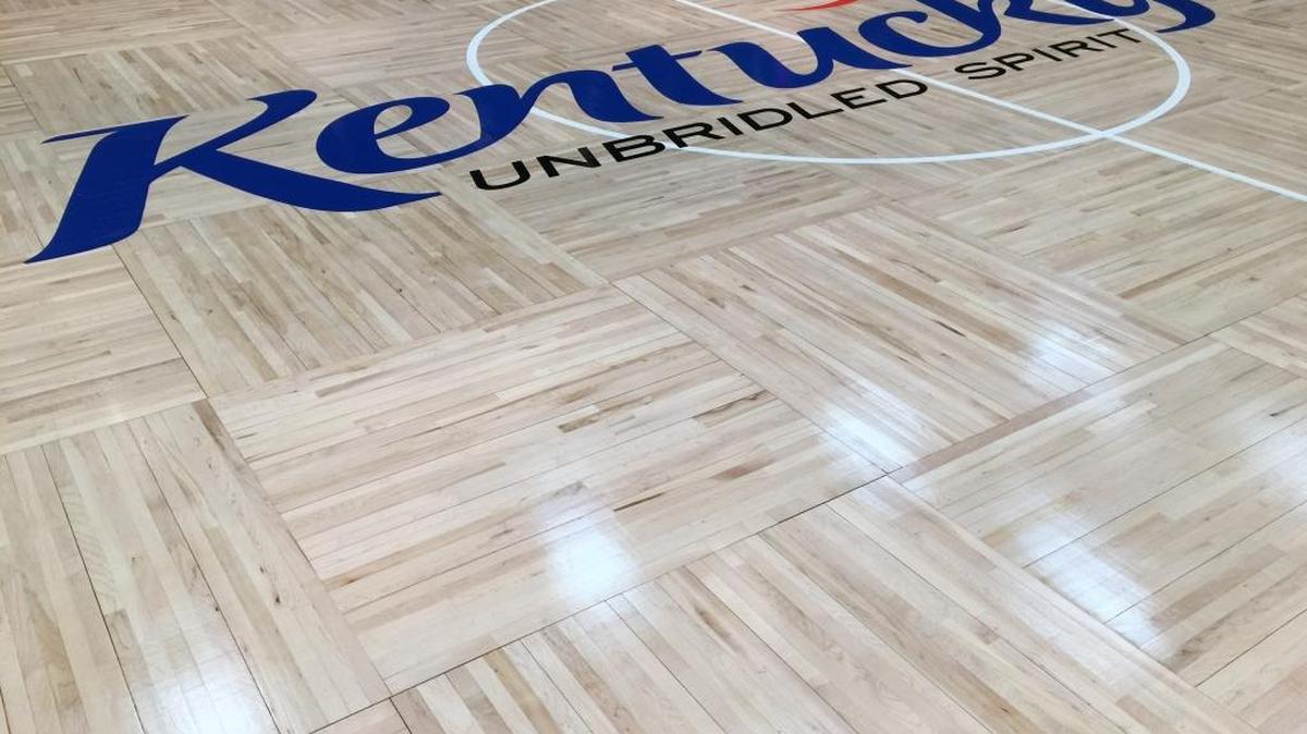 Center court of the Frankfort Convention Center, where the All “A” Classic will be played through Sunday afternoon.
