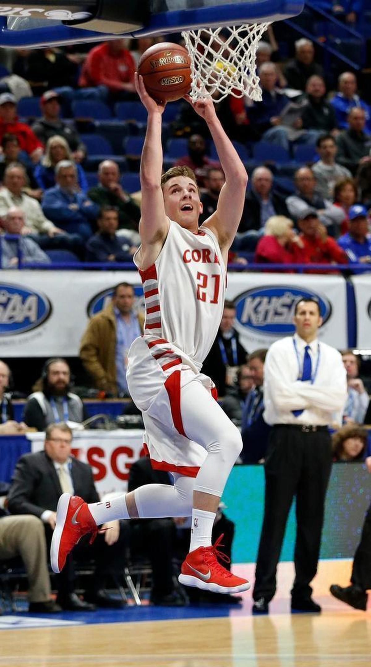 Corbin’s Andrew Taylor led the Redhounds into Rupp Arena on Wednesday afternoon.