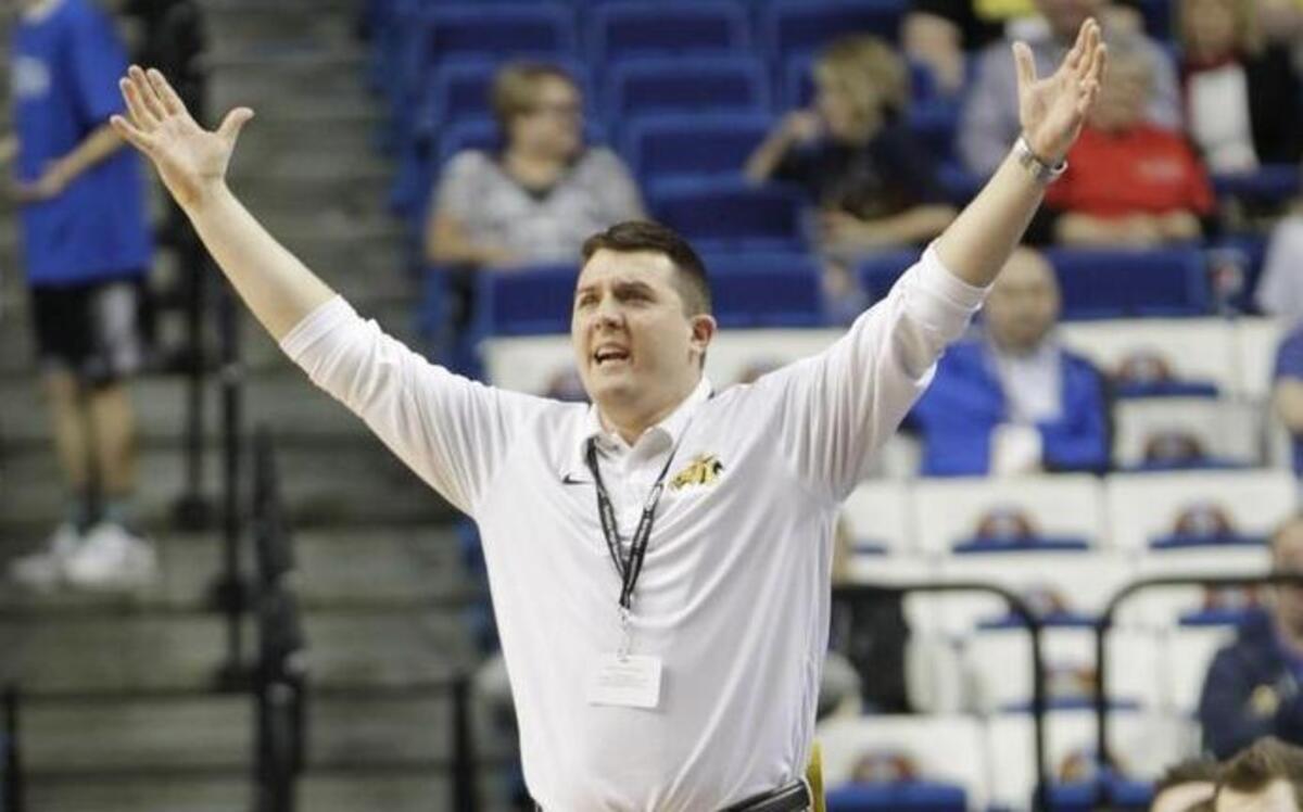 Johnson Central head coach Tommy McKenzie looked for a foul call in the in fourth quarter of the Scott Co. vs Johnson Central quarterfinal game of the Boys' Sweet Sixteen Basketball Tournament at Rupp Arena in Lexington, Ky., on March 21, 2014. Scott Co. beat Johnson Central 64-55 and will play Trinity in semifinals. Photo by Pablo Alcala | Staff