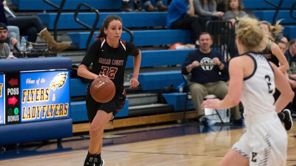 Harlan County's Blair Green dribbled against Elizabethtown on Saturday, January 6, in Frankfort, Kentucky.