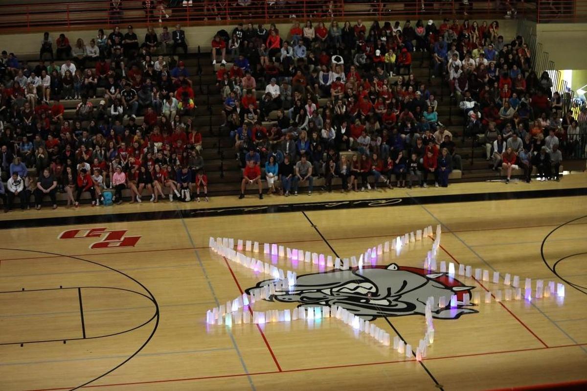 Luminarias in the shape of a star during a vigil for Star Ifeacho in the S. T. Roach Gymnasium at Paul Laurence Dunbar high school in Lexington, Ky., Monday, May 1, 2017.