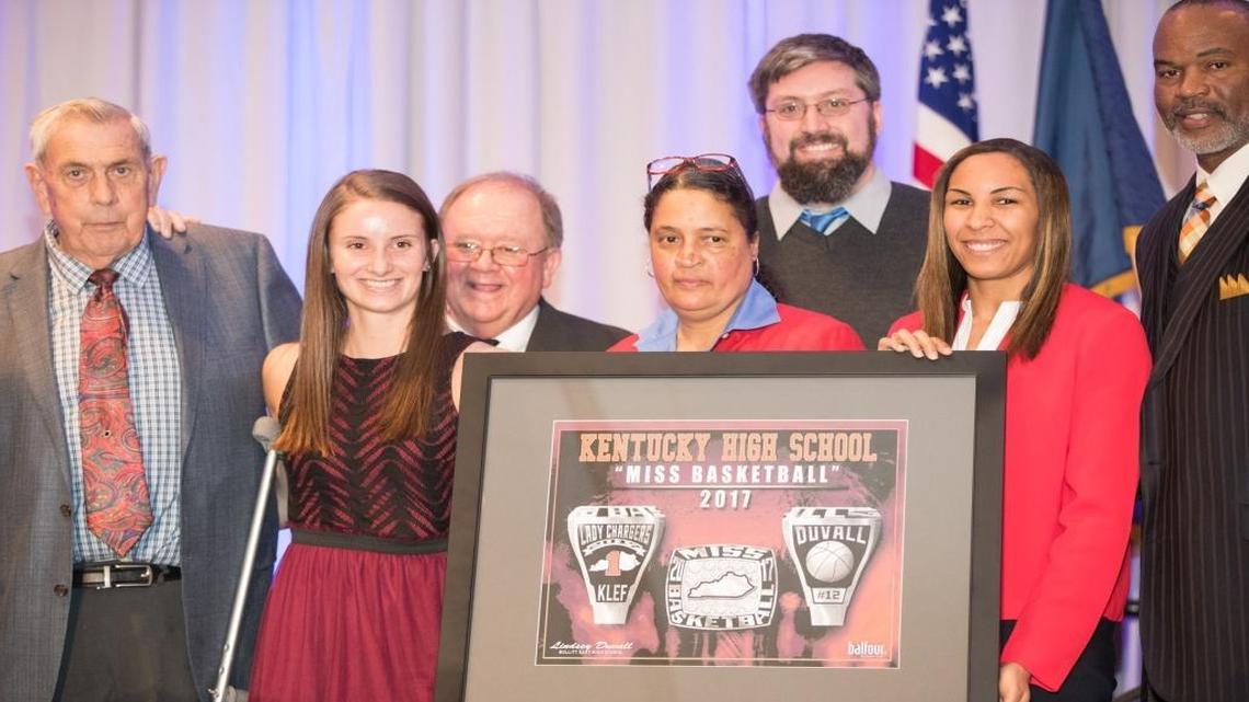 Bullitt East’s Lindsey Duvall was named Miss Basketball at a ceremony in the Lexington Center Bluegrass Ballroom on March 14.