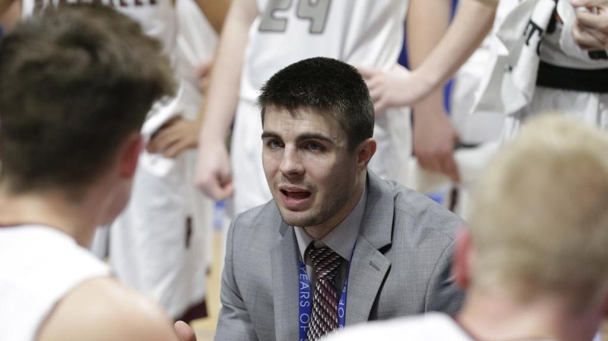 Pikeville head coach Elisha Justice huddled with his team during a timeout in the third quarter against Perry County Central on Wednesday. Two players Justice had coached at June Buchanan helped Perry Central win the game. “Those are two great kids,” Justice said. Perry County Central beat Pikeville 61-46.