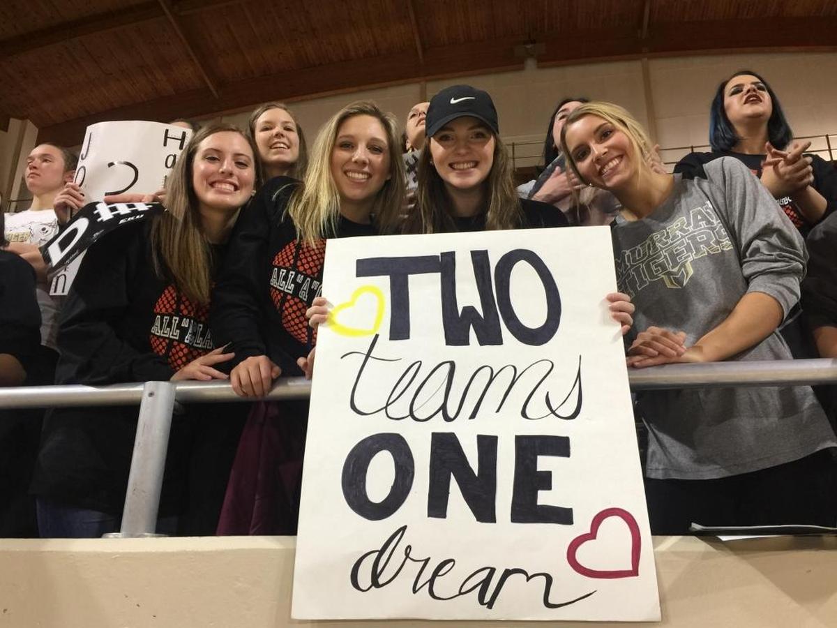 Murray High School students showed their support for the Mayfield High School boys’ basketball team during their game against Walton-Verona during the semifinals of the boys’ All “A” Classic state tournament at McBrayer Arena in Richmond, Kentucky, on Saturday, January 27, 2018.