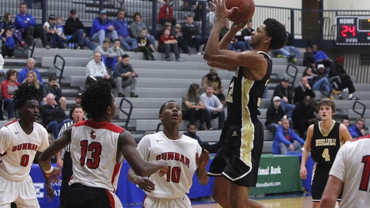 Russellville’s Pedro Bradshaw shot against Paul Laurence Dunbar during the Traditional Bank Holiday Classic at Lexington Catholic this week.