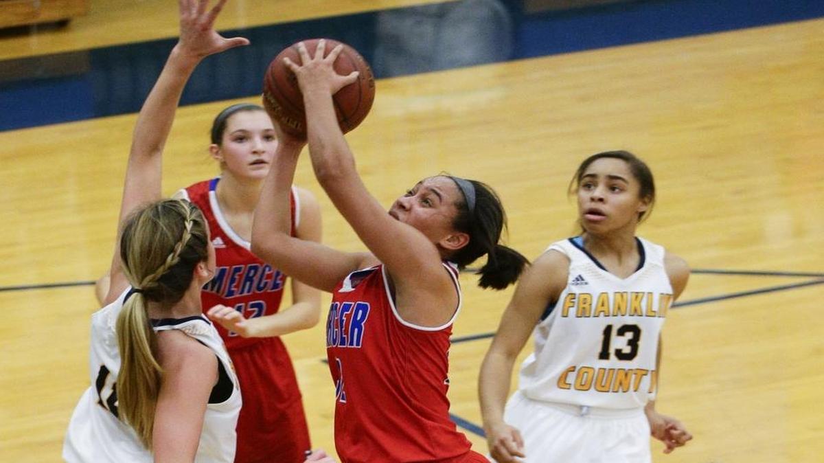 Mercer County’s Lyric Houston scored in the lane against Franklin County on Jan. 12 in Frankfort.