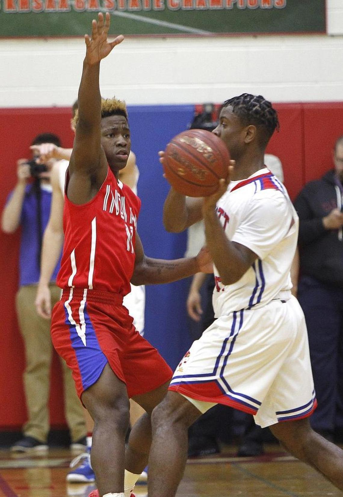 Adair County freshman Zion Harmon defended Monday while playing host Scott County. Harmon passed the 2,000 point mark for his varsity career during the game.