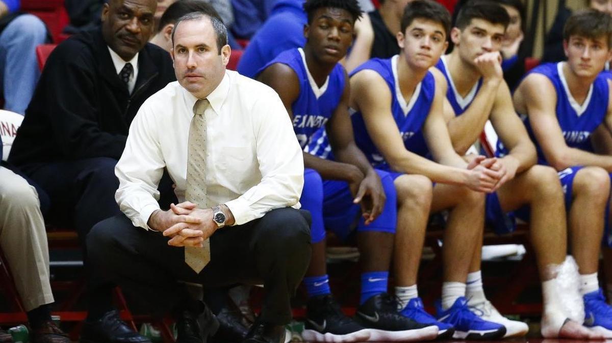 Lexington Christian's head coach Nate Valentine watches from the sidelines late in the fourth quarter during their game against Scott County at Scott County High School in Georgetown, Ky., Thursday, Dec. 7, 2017. Scott County beat Lexington Christian 68-59.