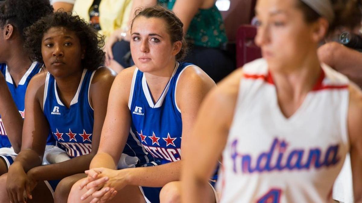 Kentucky Miss Basketball Erin Boley watched most of the game from the bench on Sunday after suffering a hip injury in the first half. Indiana won the Kentucky-Indiana All-Star Game 81-62 at Knights Hall in Louisville.