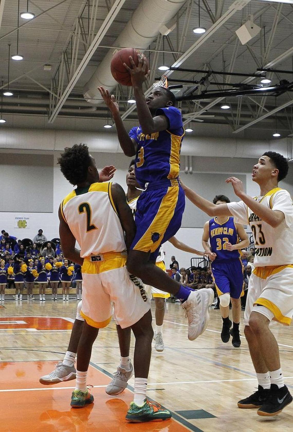 Henry Clay’s Marques Warrick shot Wednesday against Bryan Station during the boys’ 42nd district tournament at Frederick Douglass.