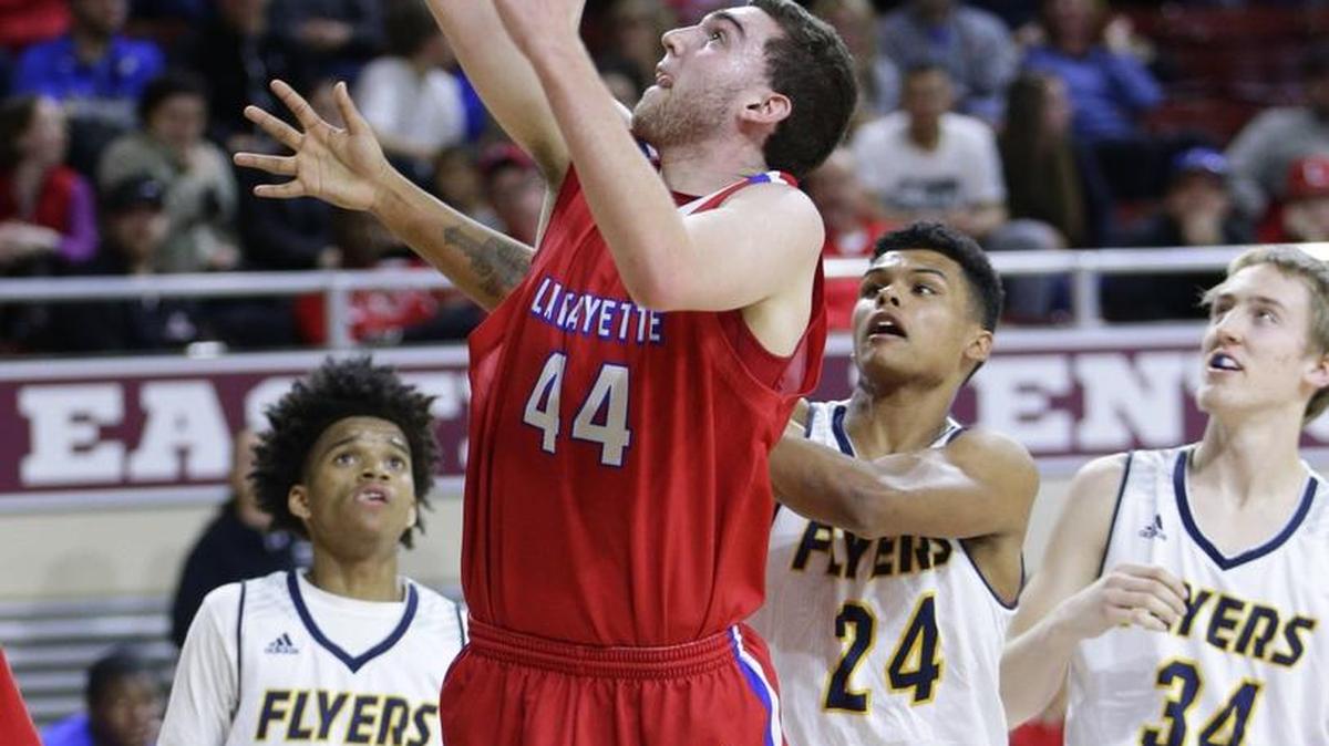 Lafayette's Ross Jenkins put in two of his 11 points as Lafayette defeated Franklin County 76-42 in the 11th region tournament on Wednesday March 2, 2016 in Richmond, Ky.