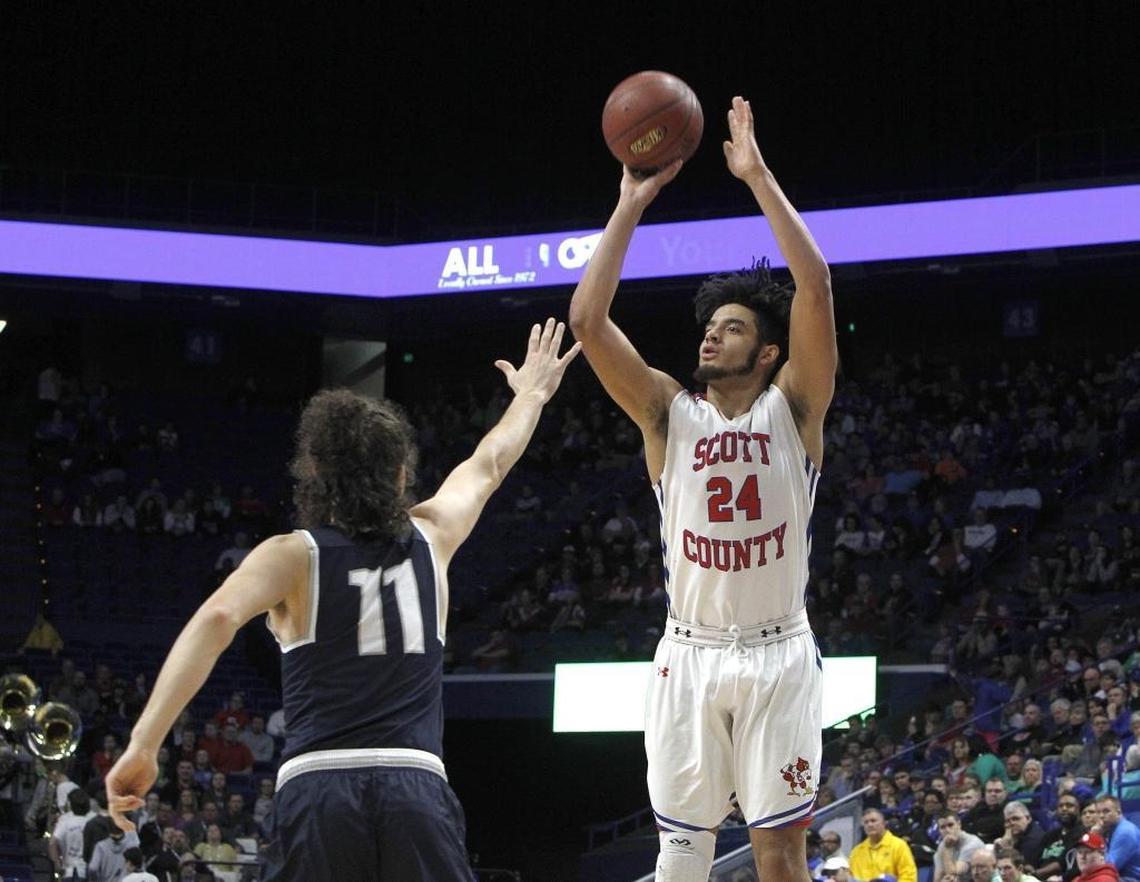 Scott County’s Michael Moreno (24) could finish his career with more than 3,000 points and 1,100 rebounds.