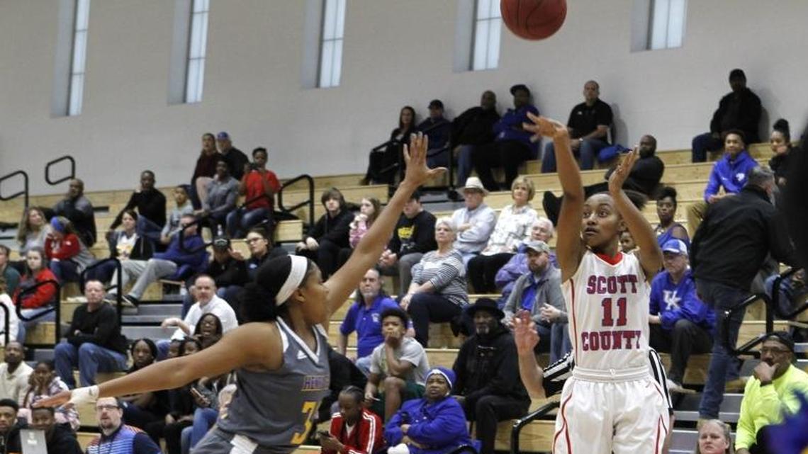 Scott County’s Maaliya Owens, shown in a game against Henry Clay last week, scored 12 points in the Cardinals’ 11th Region tournament victory against Madison Southern.