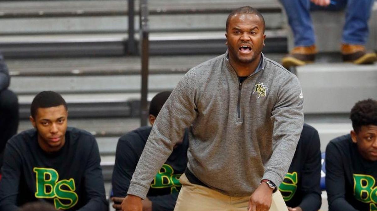 Bryan Station head coach Tommy Johnson in action as Bryan Station High School played University University Heights in theTraditional Bank Holiday Classic played at Lexington Catholic High School in Lexington Ky., Wednesday, December 27, 2017. Bryan Station won 82-69.