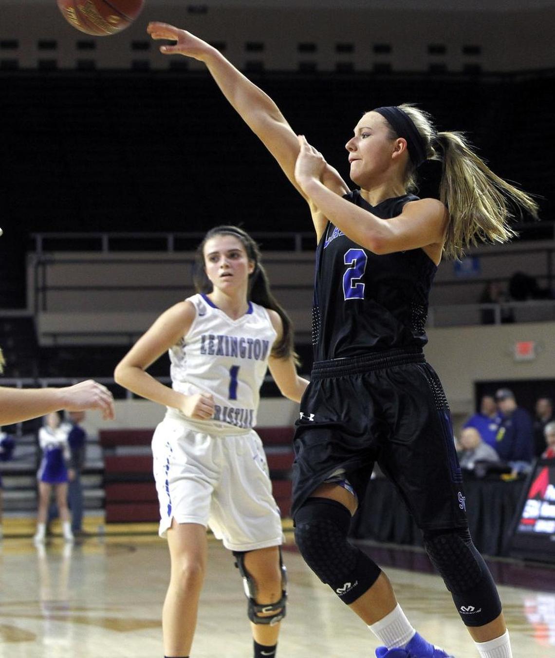 Shelby Valley's Cassidy Rowe passing against Lexington Christian in the All 'A' Classic at Alumni Coliseum in Richmond, Ky., Wednesday, January 24, 2018.