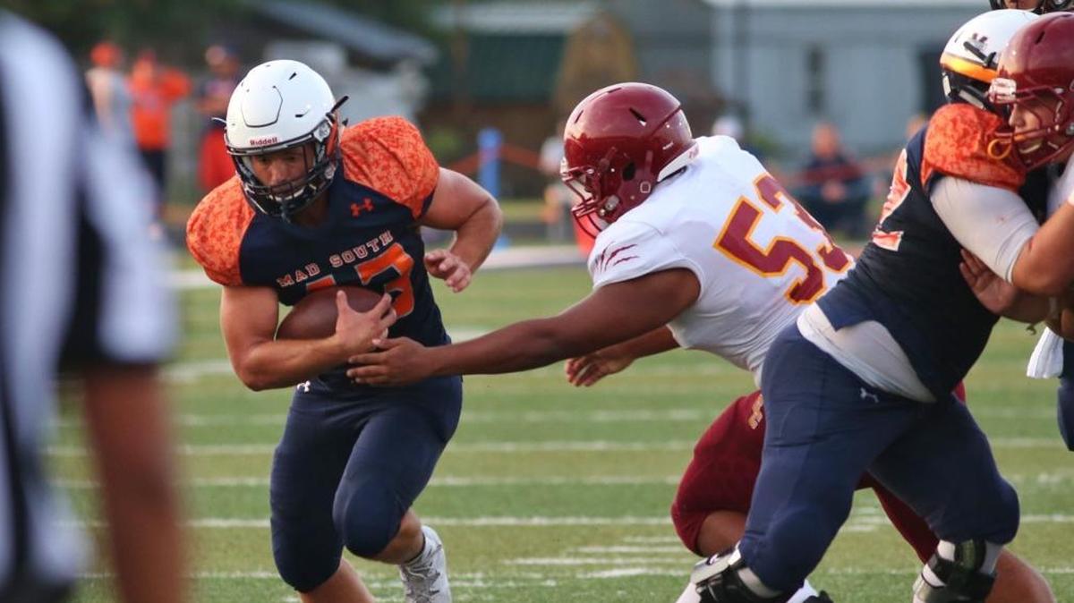 Carter Smith, left, has rushed for 1,352 yards and 19 touchdowns for Madison Southern, which is playing for a state football title for the first time on Saturday, Dec. 3, 2017.