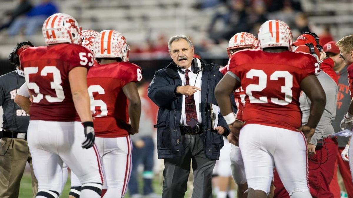 Belfry head coach Philip Haywood directs his team in the first half against Lexington Catholic in the KHSAA Commonwealth Gridiron Bowl, Class 3A Championship, on Dec. 6, 2015, at L.T. Smith Stadium in Bowling Green.