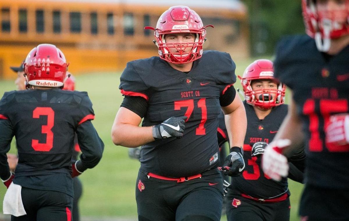 Former Scott County standout Bryan Hudson (71) has started nine games as a Virginia Tech true freshman at center.