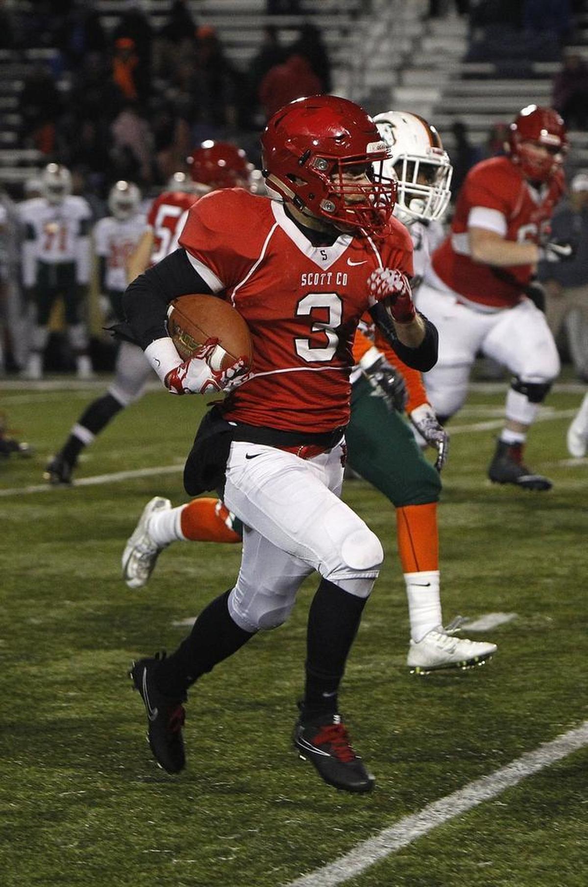 Scott County's Brice Fryman runs against Frederick Douglass at Toyota Stadium in Georgetown, Ky., Friday, November 17, 2017.