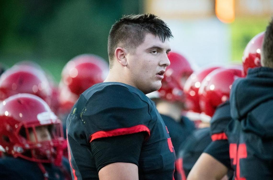 Bryan Hudson, 71 of Scott County, watches a kickoff against Archbishop Moeller from the sidelines during the game at Toyota Stadium in Georgetown, Kentucky on September 8, 2017.