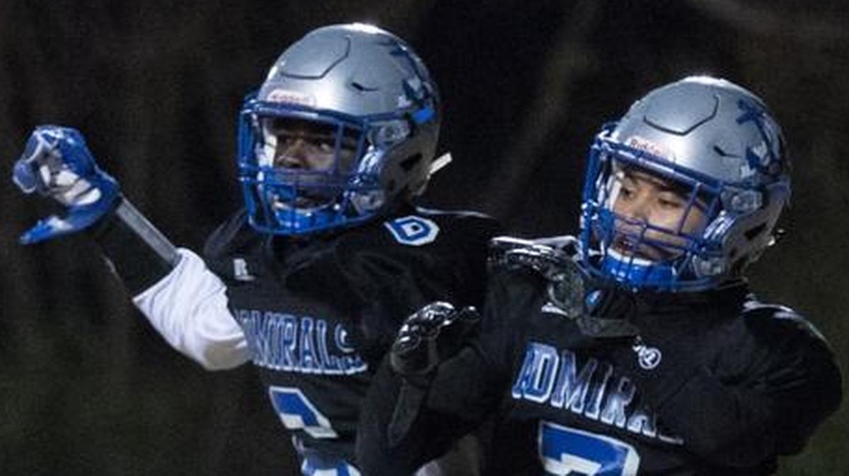 Danville's Dmauriae VanCleave (7) and Damon Jackson (6) celebrated a touchdown during the Admirals’ win over Lexington Christian in the Class 2A playoffs last week. Danville knocked off Glasgow 43-0 on Friday to punch a ticket to the finals at Kroger Field in Lexington.