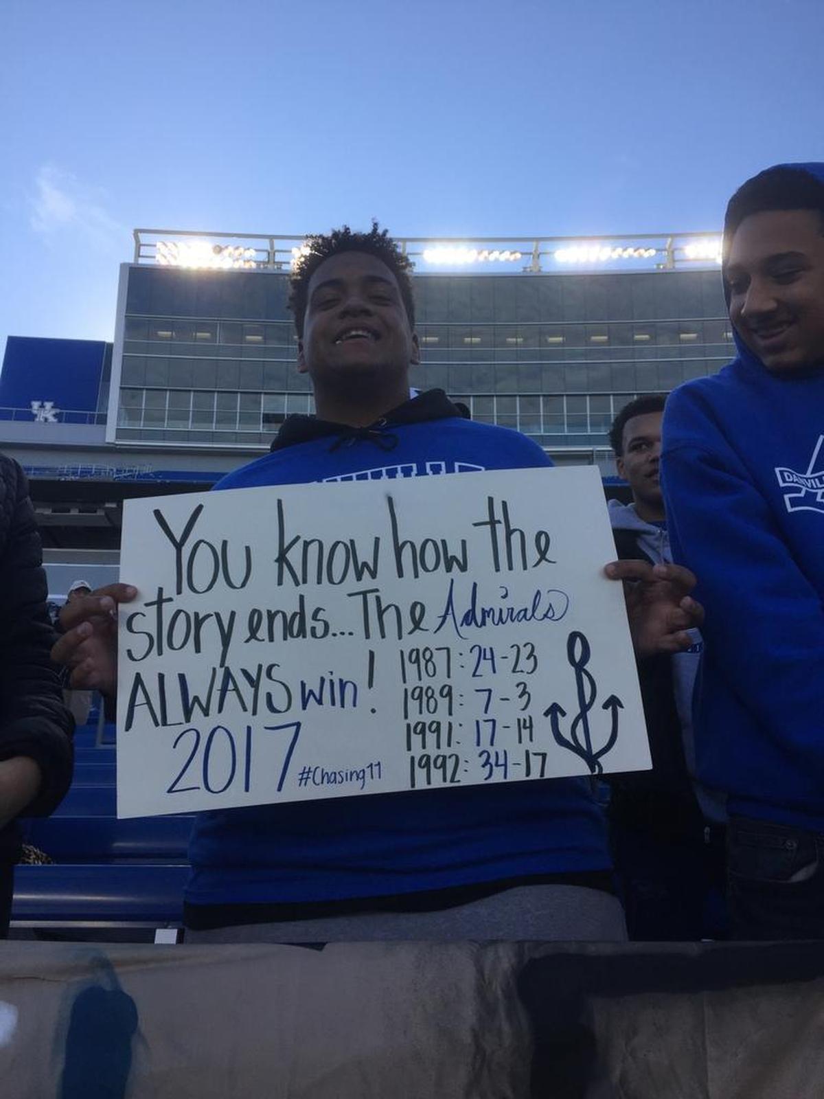 Danville students showed up with several creative signs at the Class 2A Russell Athletic/KHSAA Commonwealth Gridiron Bowl championship game at Kroger Field in Lexington, Ky., on Saturday, December 2, 2017.
