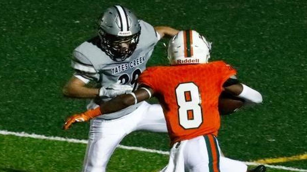 Frederick Douglass wide receiver Haiden Hunt scored to give the Broncos a 35-17 lead over Tates Creek in the second quarter on Friday.
