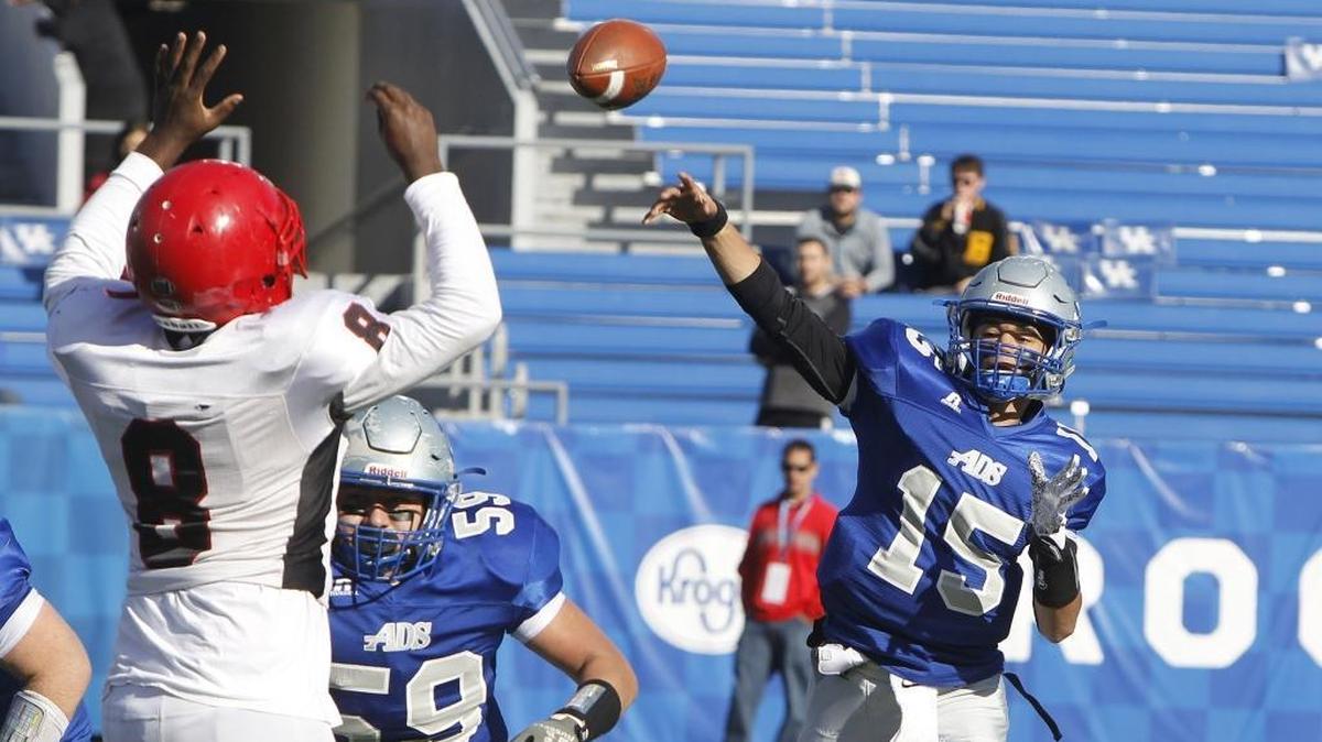 Danville quarterback Zach Thornton threw against Mayfield during the Class 2A championship game at Kroger Field last December.
