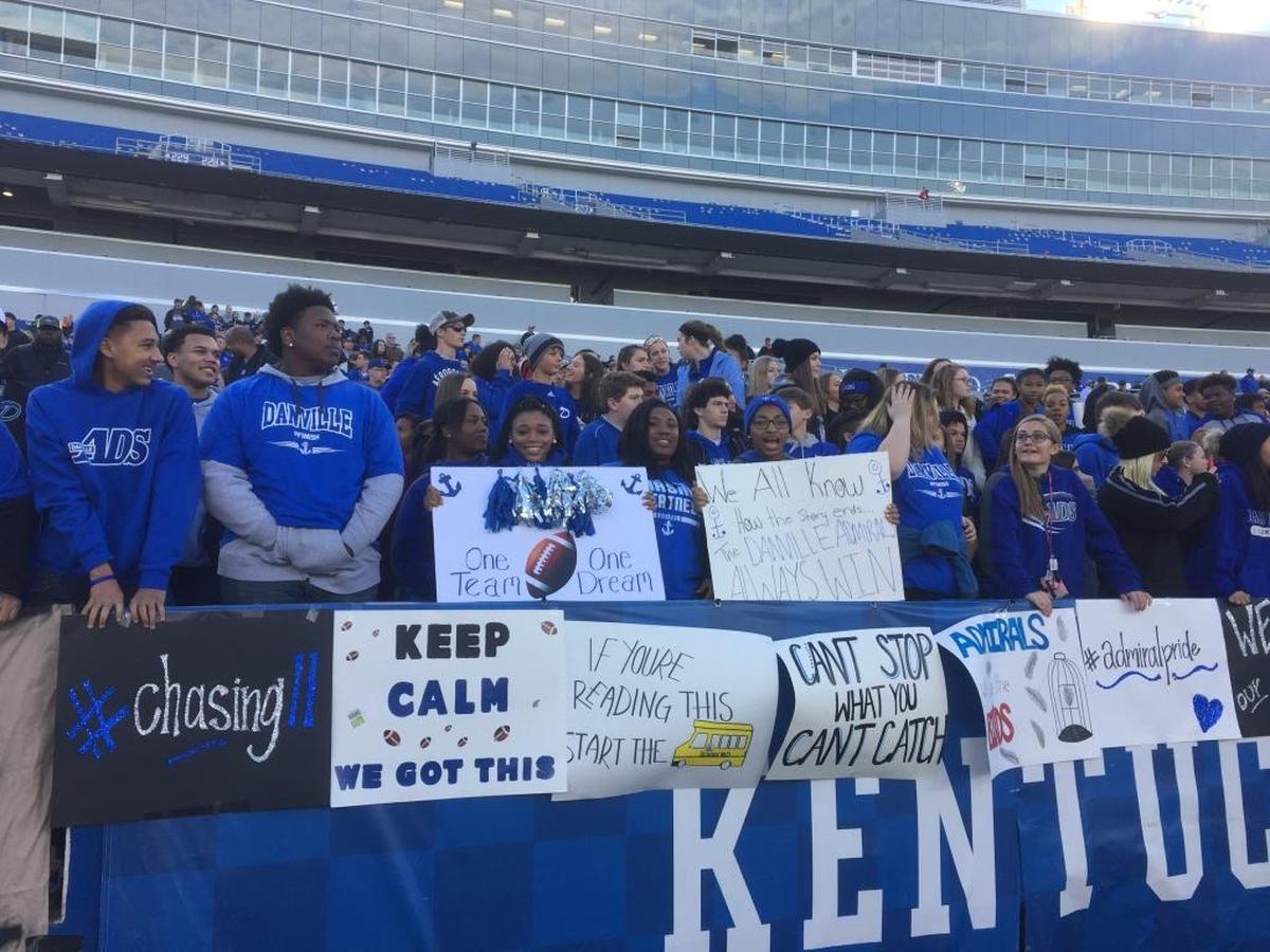 Danville students showed up with several creative signs at the Class 2A Russell Athletic/KHSAA Commonwealth Gridiron Bowl championship game at Kroger Field in Lexington, Ky., on Saturday, December 2, 2017.