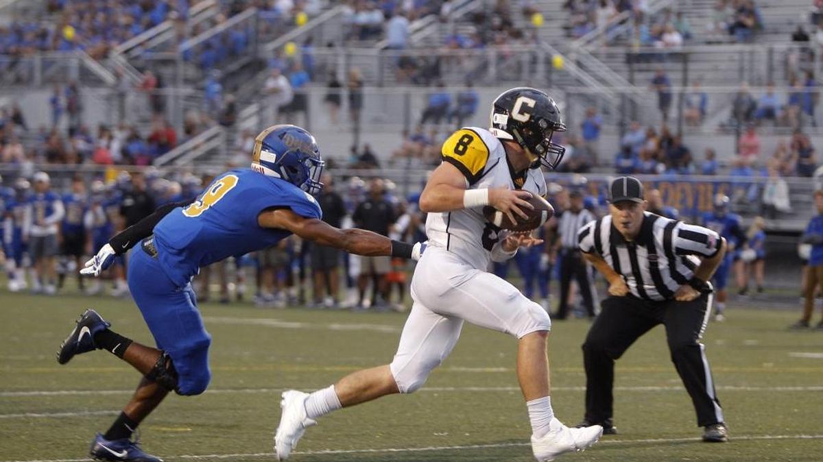 Johnson Central's Blake Gamble runs for a touchdown against Henry Clay at Henry Clay in Lexington, Ky., Thursday, August 31, 2017.