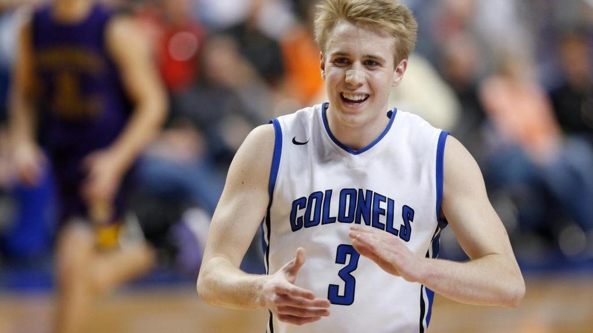 Covington Catholic’s Cole VonHandorf celebrated a run in the first half against Campbell County during last year’s Sweet Sixteen tournament in Rupp Arena in Lexington.