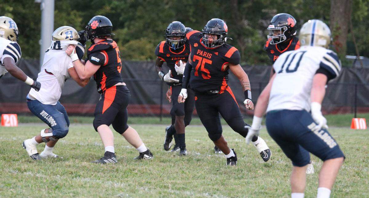 Paris’ Elijah Webb, who looked for an opening against Hazard earlier this season, broke two huge touchdown runs against Bishop Brossart on Friday.
