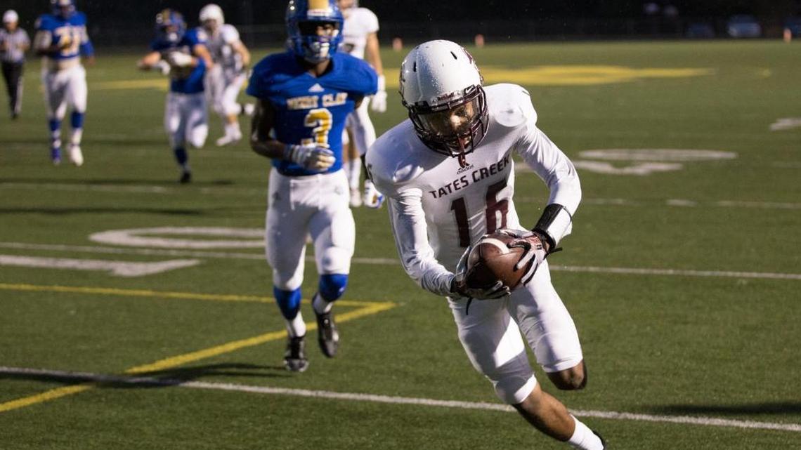 Tates Creek s Darryl Bell (16) scored a touchdown as Henry Clay hosted Tates Creek on Friday, Sept. 11, 2015, in Lexington, Ky.