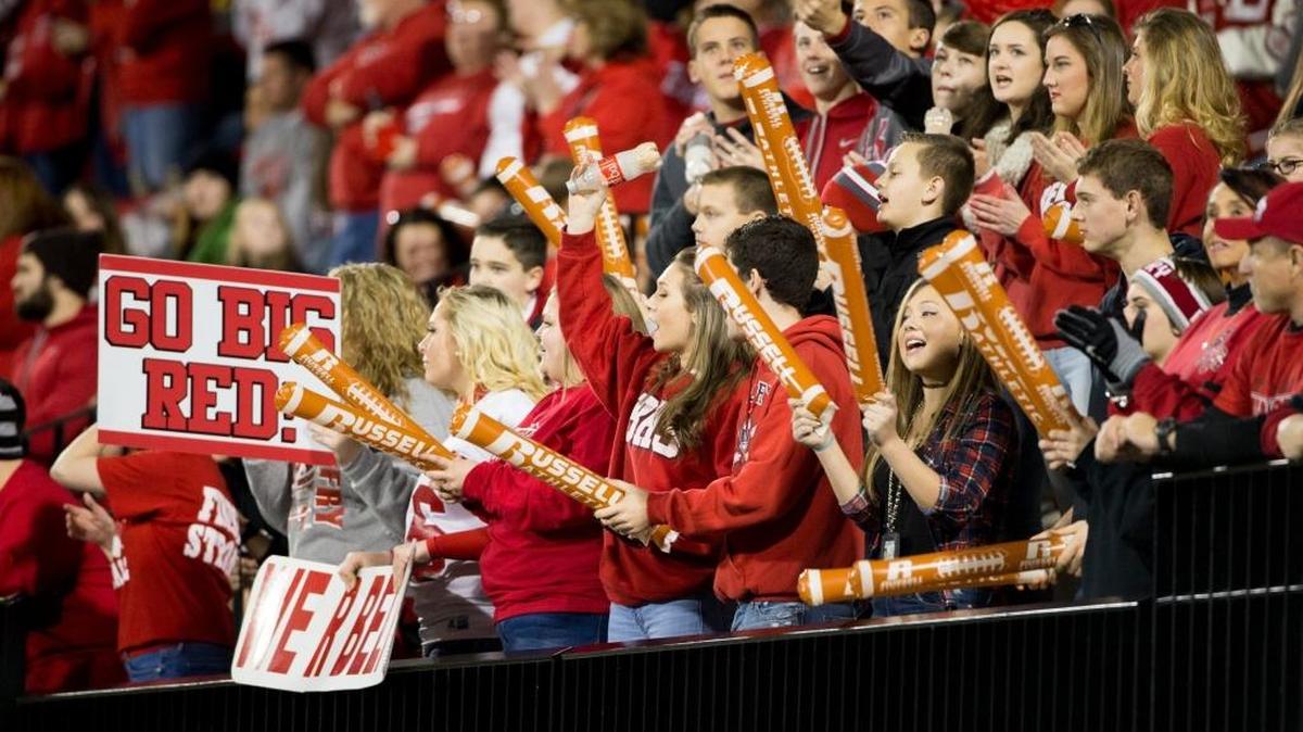 Belfry fans cheer their team to a 36-0 lead in the first half. The Lexington Catholic Knights played the Belfry Pirates in the KHSAA Commonwealth Gridiron Bowl, Class 3A Championship, Sunday, Dec. 06, 2015 at L.T. Smith Stadium in Bowling Green.