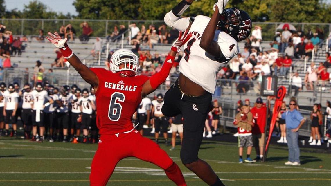 Lafayette’s Daquis Sharp broke up a touchdown pass intended for Paul Dunbar’s Dontell Brown in the second quarter at Ishmael Stadium in Lexington, Ky., on Friday, Aug. 21, 2015.