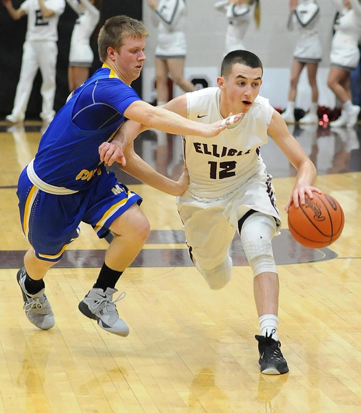Elliott County’s Korbin Spencer (12) spent his junior season at Hargrave Military Academy in Virginia. He’s seen here playing as a sophomore for the Lions against Morgan County.