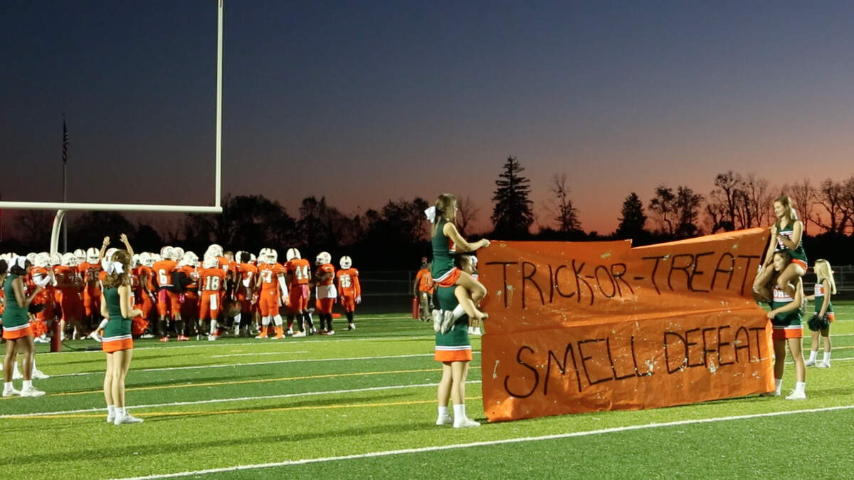 Frederick Douglass chose a Halloween themed banner for its first homecoming game, which occurred on Friday the 13th in October.