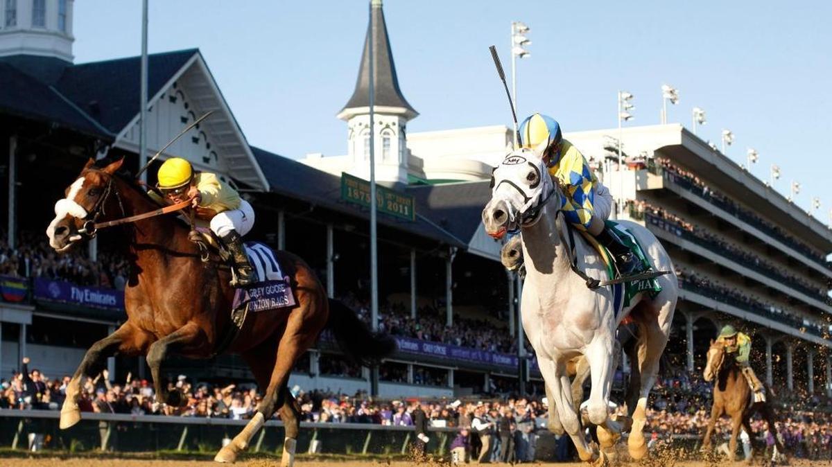 Hansen, right with Ramon Dominguez up, won the Breeders’ Cup Juvenile by a nose over Union Rags and Javier Castellano, left, at Churchill Downs on Nov. 5,2011.