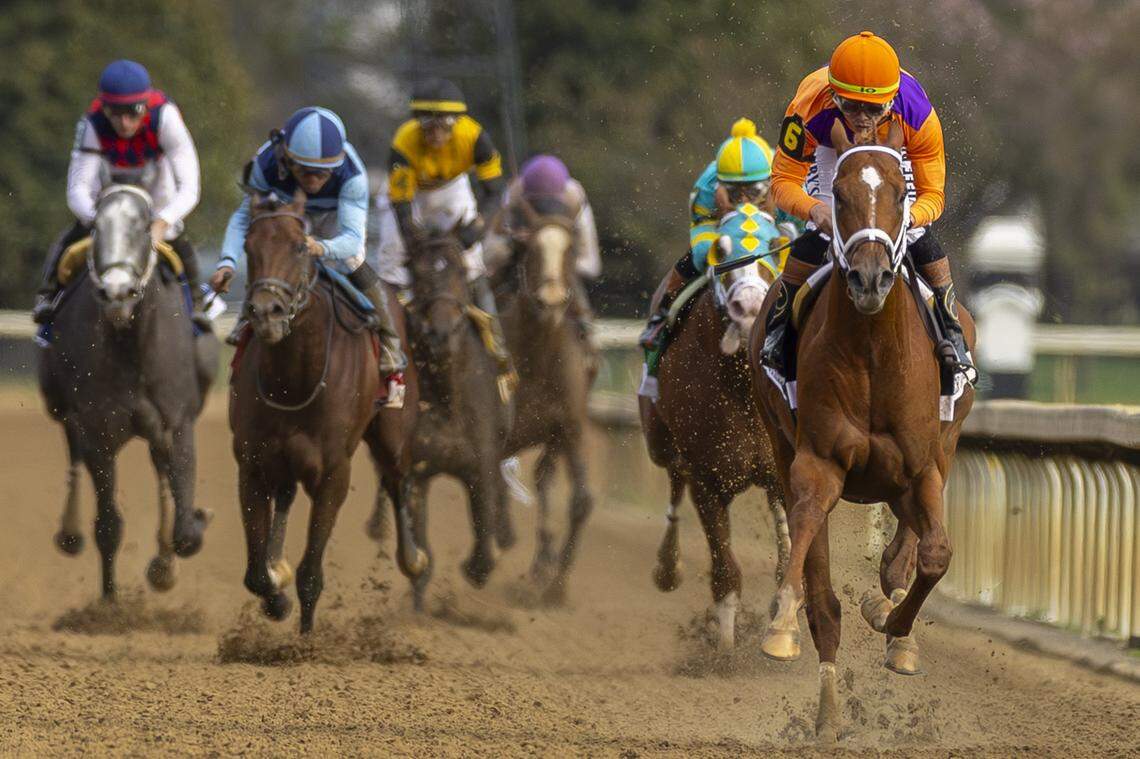 Further Ado (6), a Brad Cox trainee, is aiming to become the first horse to win both the Blue Grass Stakes and the Kentucky Derby since Strike the Gold in 1991.