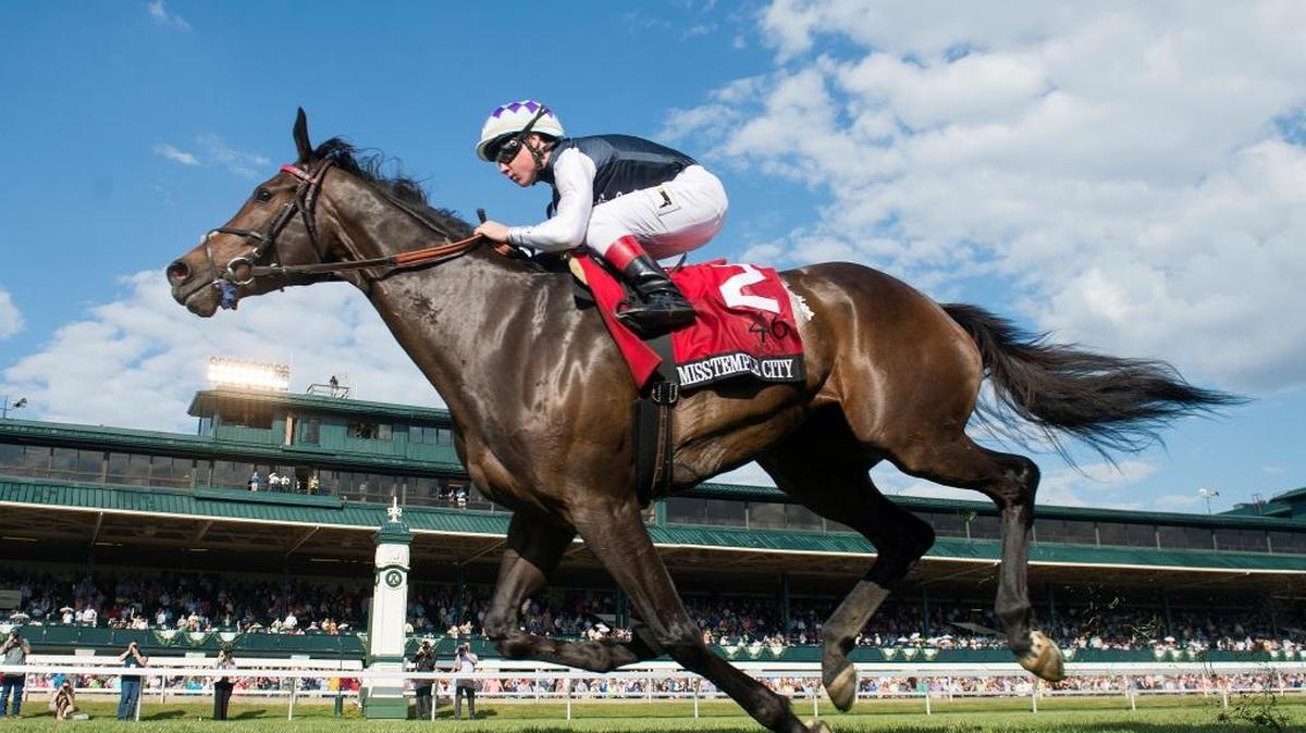 Miss Temple City with Drayden Van Dyke up wins the 2016Maker's 46 Mile for trainer H Graham Motion and ownersSagamore Farm, Allen Rosenbaum andAaron Jutte, 2016 Keeneland Spring Meet