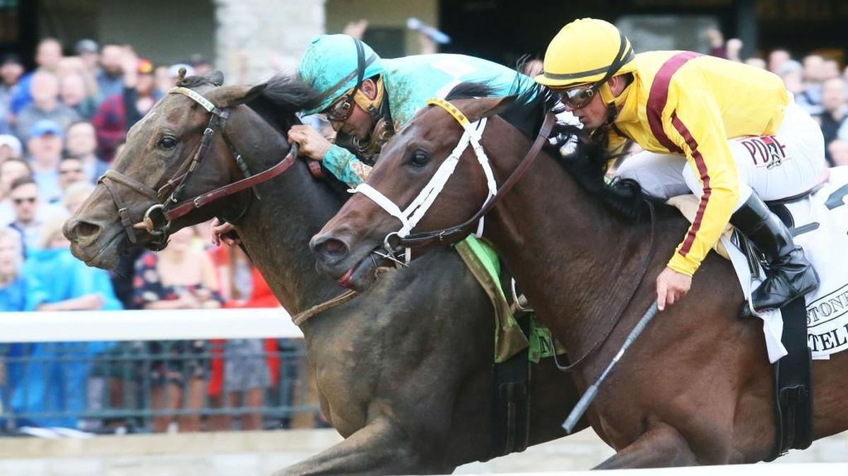 My Boy Jack, left, edged Telekinesis in the Stonestreet Lexington Stakes at Keeneland.