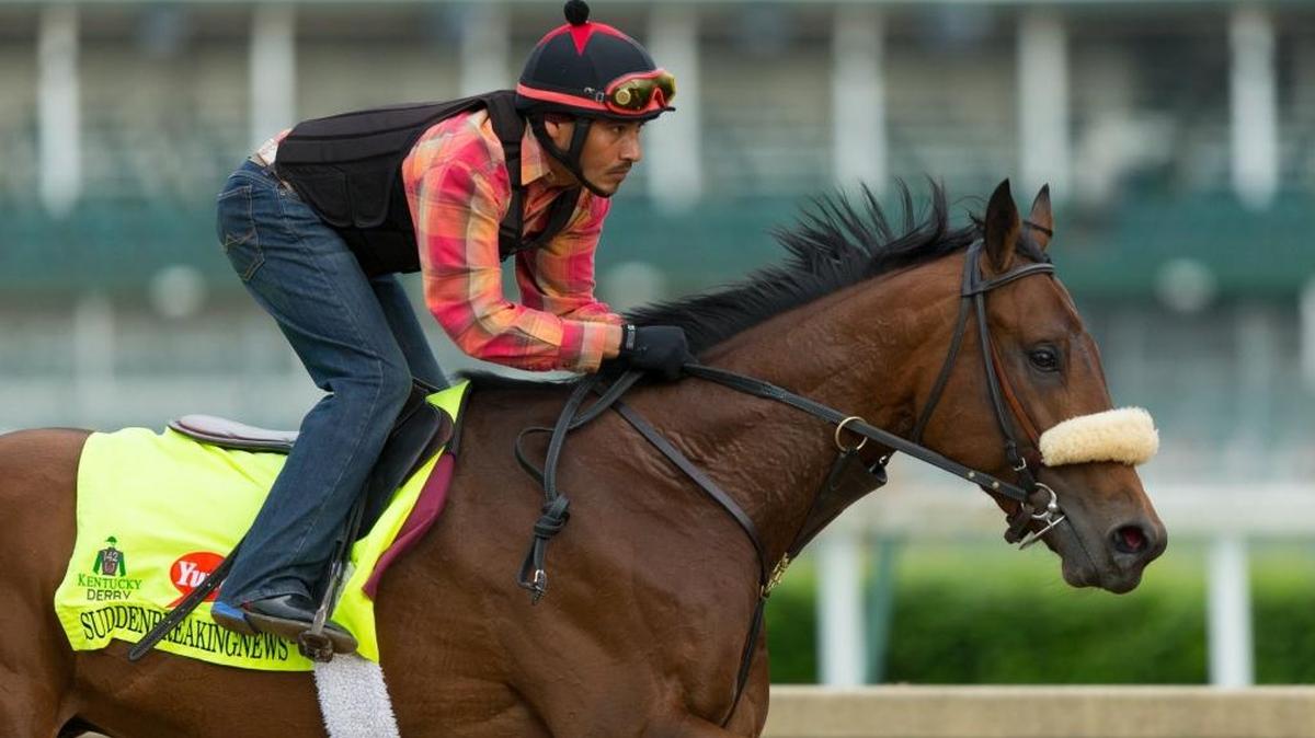 Suddenbreakingnews, with Ramiro Gorostieta, worked out at Churchill Downs ahead of the Kentucky Derby on May 4.