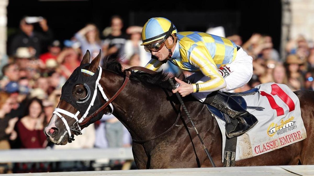 Classic Empire, with jockey Julien Leparoux aboard, won the Claiborne Breeders’ Futurity at Keeneland last October.