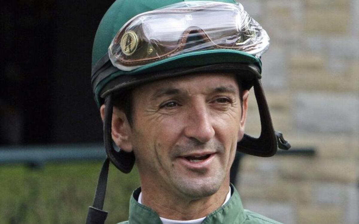 Jockey Robby Albarado waited for his mount in the paddock at Keeneland on April 4, 2014.