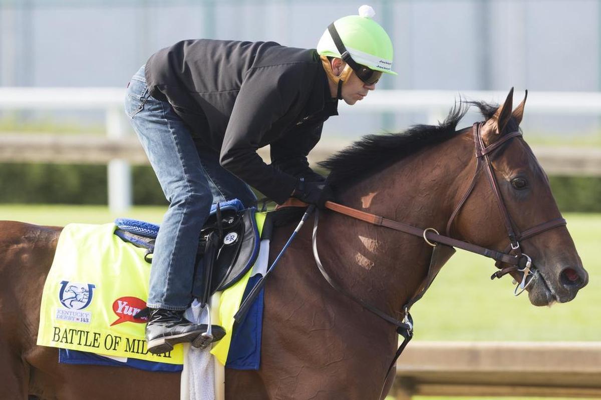 Battle of Midway ran second to Gormley in the Santa Anita Derby on April 8.