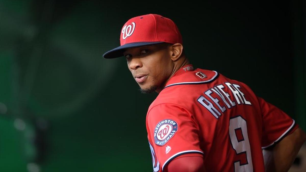 Washington Nationals' Ben Revere looks on before a baseball game against the San Diego Padres, Saturday, July 23, 2016, in Washington.